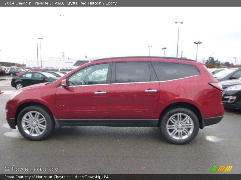 Crystal Red Tintcoat / Ebony 2014 Chevrolet Traverse LT AWD