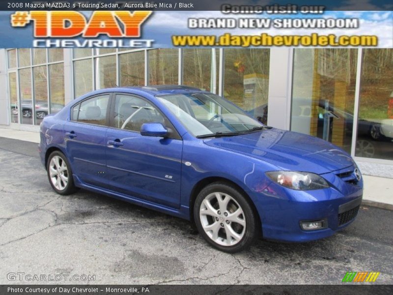 Aurora Blue Mica / Black 2008 Mazda MAZDA3 s Touring Sedan