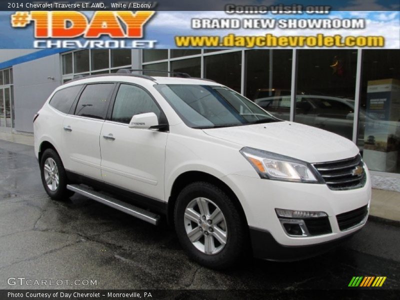 White / Ebony 2014 Chevrolet Traverse LT AWD