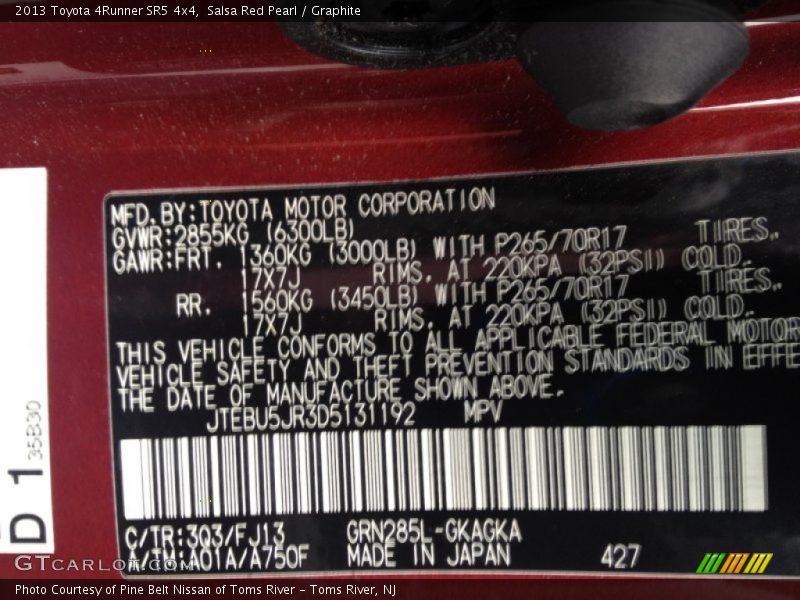 Salsa Red Pearl / Graphite 2013 Toyota 4Runner SR5 4x4