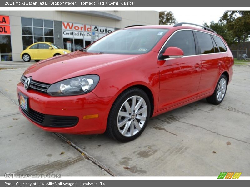 Tornado Red / Cornsilk Beige 2011 Volkswagen Jetta TDI SportWagen