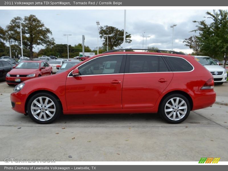 Tornado Red / Cornsilk Beige 2011 Volkswagen Jetta TDI SportWagen