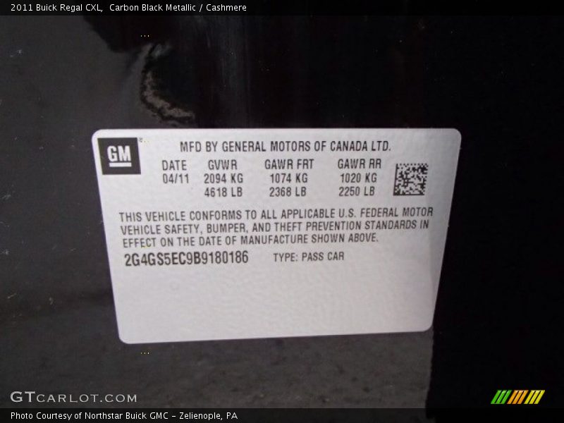 Carbon Black Metallic / Cashmere 2011 Buick Regal CXL