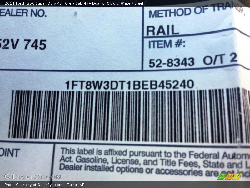 Oxford White / Steel 2011 Ford F350 Super Duty XLT Crew Cab 4x4 Dually