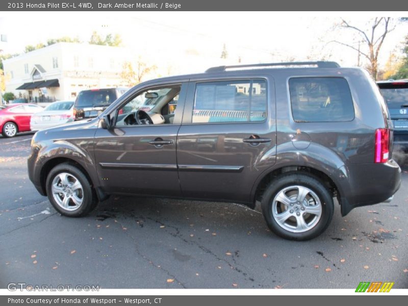 Dark Amber Metallic / Beige 2013 Honda Pilot EX-L 4WD