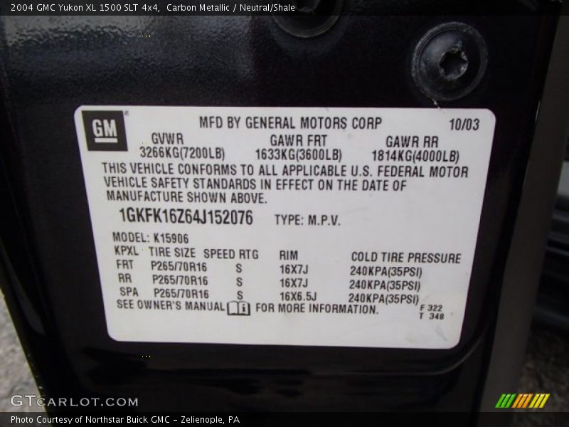 Carbon Metallic / Neutral/Shale 2004 GMC Yukon XL 1500 SLT 4x4