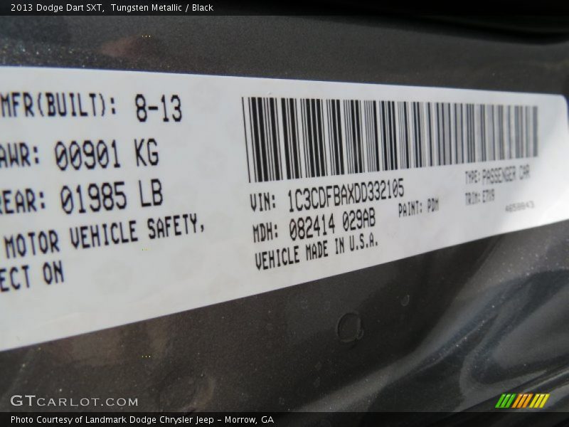 Tungsten Metallic / Black 2013 Dodge Dart SXT