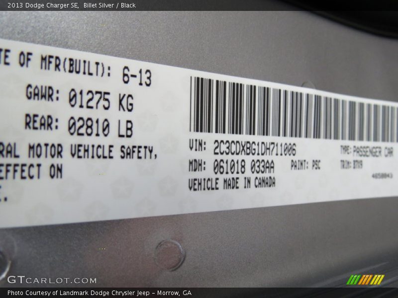 Billet Silver / Black 2013 Dodge Charger SE