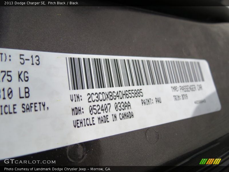 Pitch Black / Black 2013 Dodge Charger SE