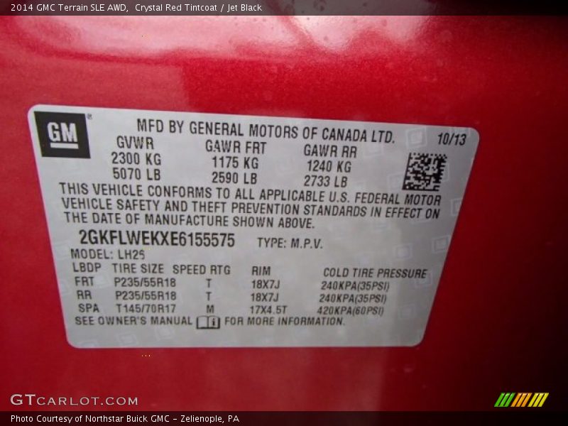 Crystal Red Tintcoat / Jet Black 2014 GMC Terrain SLE AWD