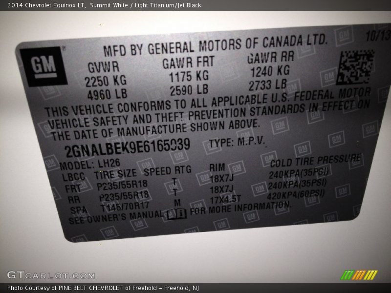 Summit White / Light Titanium/Jet Black 2014 Chevrolet Equinox LT