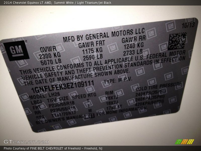 Summit White / Light Titanium/Jet Black 2014 Chevrolet Equinox LT AWD