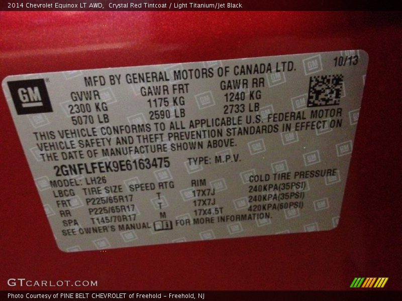 Crystal Red Tintcoat / Light Titanium/Jet Black 2014 Chevrolet Equinox LT AWD
