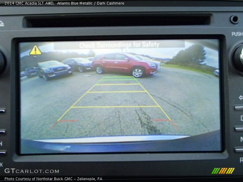 Atlantis Blue Metallic / Dark Cashmere 2014 GMC Acadia SLT AWD