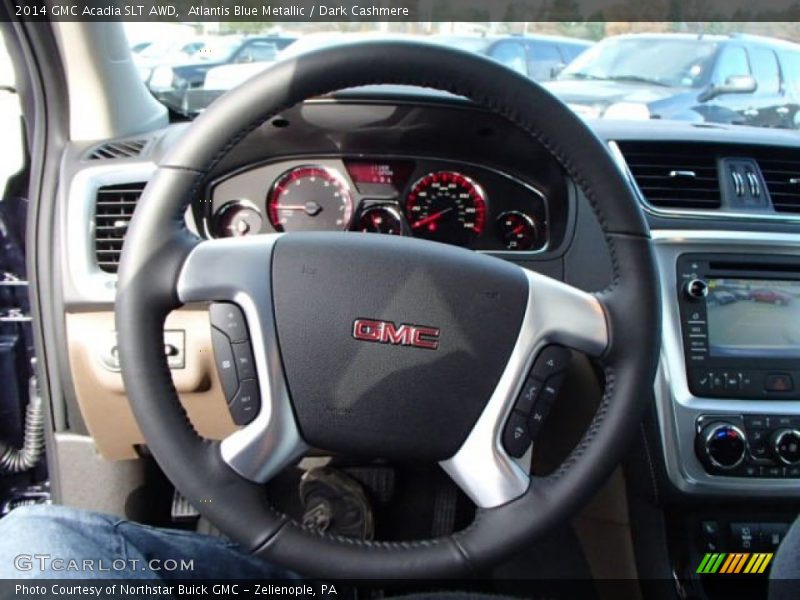 Atlantis Blue Metallic / Dark Cashmere 2014 GMC Acadia SLT AWD