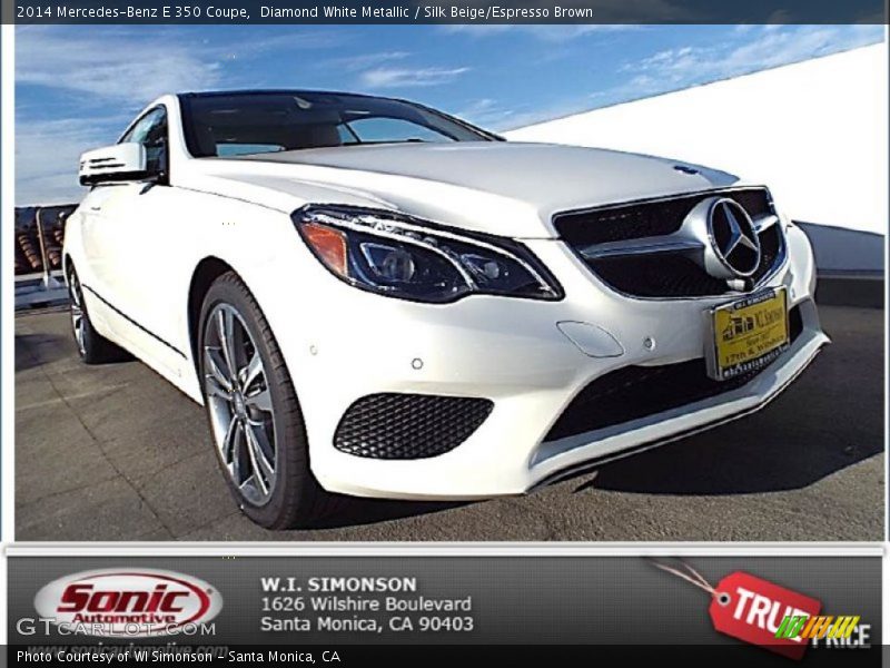 Diamond White Metallic / Silk Beige/Espresso Brown 2014 Mercedes-Benz E 350 Coupe