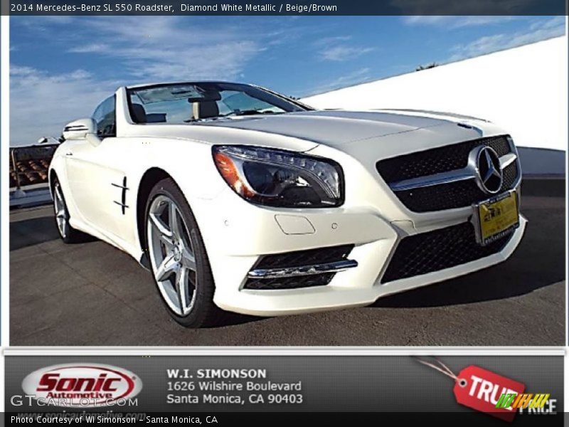 Diamond White Metallic / Beige/Brown 2014 Mercedes-Benz SL 550 Roadster