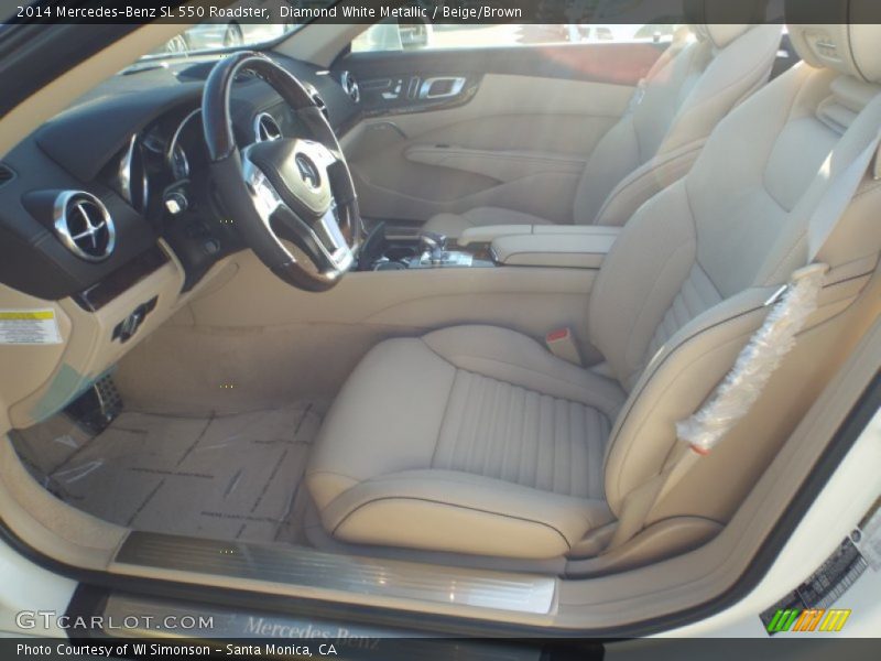 Diamond White Metallic / Beige/Brown 2014 Mercedes-Benz SL 550 Roadster