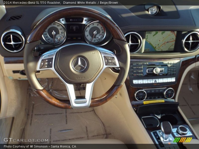 Diamond White Metallic / Beige/Brown 2014 Mercedes-Benz SL 550 Roadster