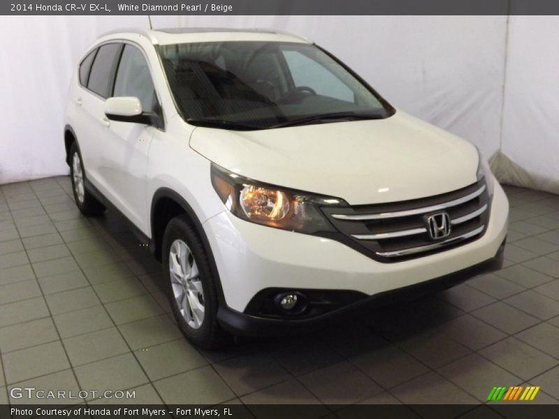 White Diamond Pearl / Beige 2014 Honda CR-V EX-L