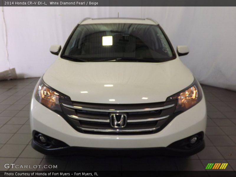 White Diamond Pearl / Beige 2014 Honda CR-V EX-L