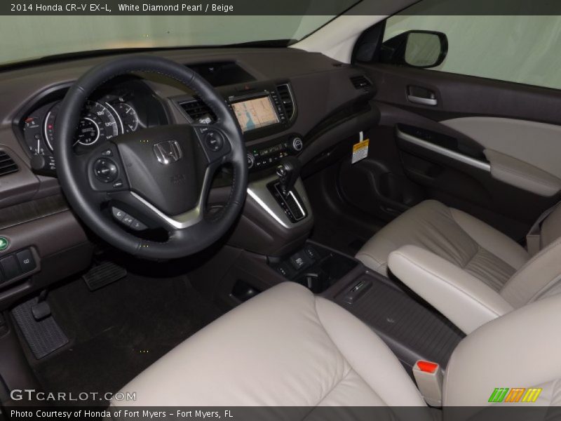 White Diamond Pearl / Beige 2014 Honda CR-V EX-L