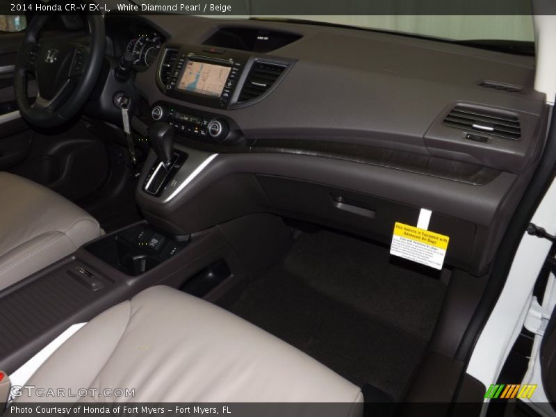 White Diamond Pearl / Beige 2014 Honda CR-V EX-L