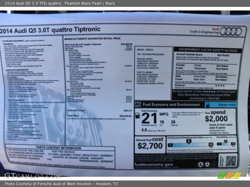  2014 Q5 3.0 TFSI quattro Window Sticker