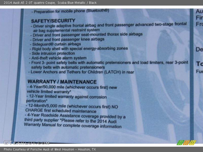 Scuba Blue Metallic / Black 2014 Audi A5 2.0T quattro Coupe