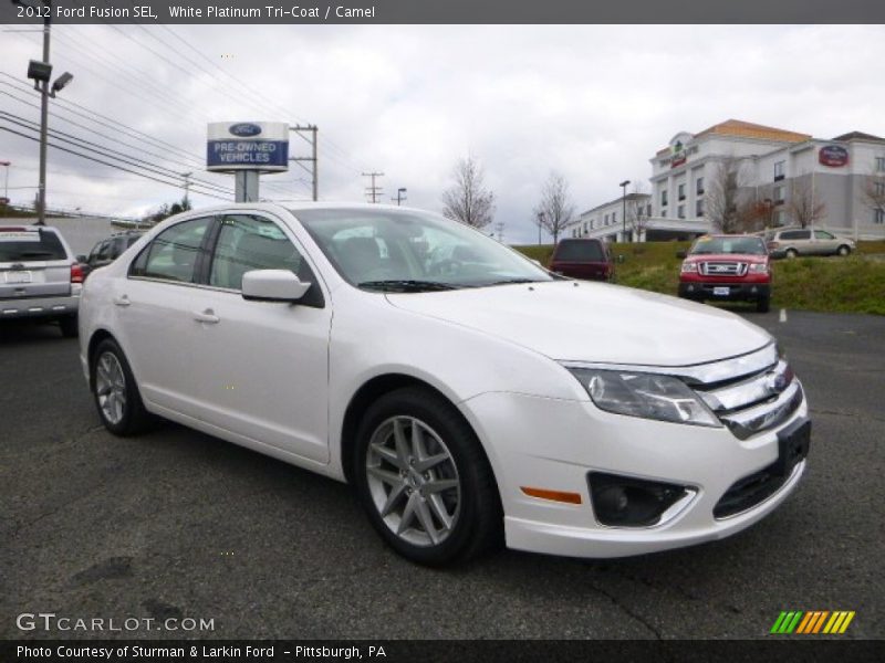 White Platinum Tri-Coat / Camel 2012 Ford Fusion SEL
