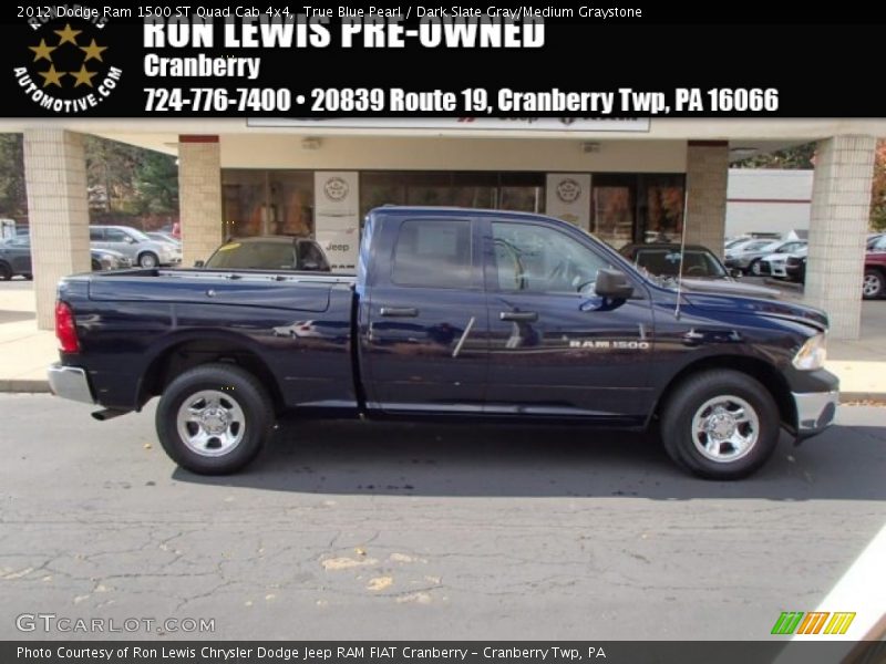 True Blue Pearl / Dark Slate Gray/Medium Graystone 2012 Dodge Ram 1500 ST Quad Cab 4x4