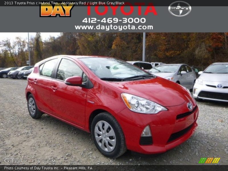 Absolutely Red / Light Blue Gray/Black 2013 Toyota Prius c Hybrid Two