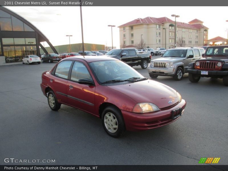 Sunset Red Metallic / Gray 2001 Chevrolet Metro LSi