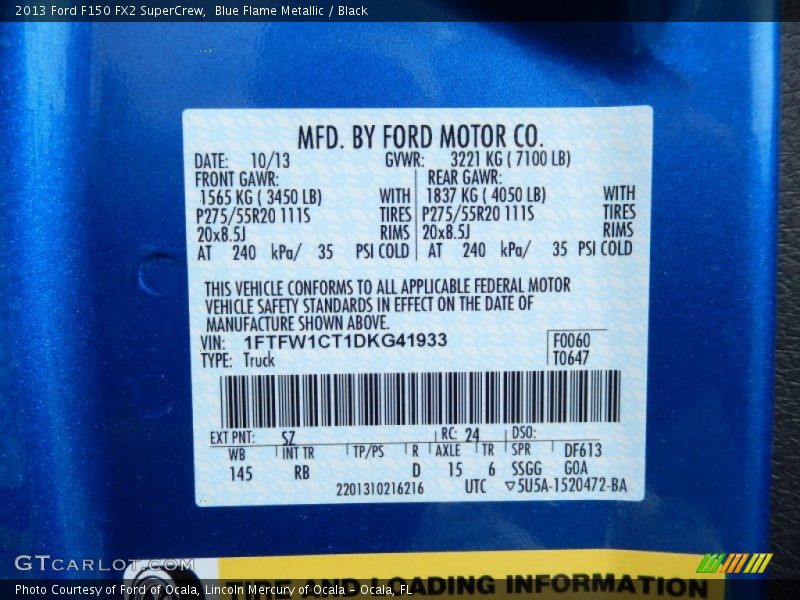 Blue Flame Metallic / Black 2013 Ford F150 FX2 SuperCrew