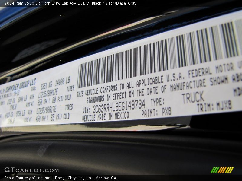 Black / Black/Diesel Gray 2014 Ram 3500 Big Horn Crew Cab 4x4 Dually