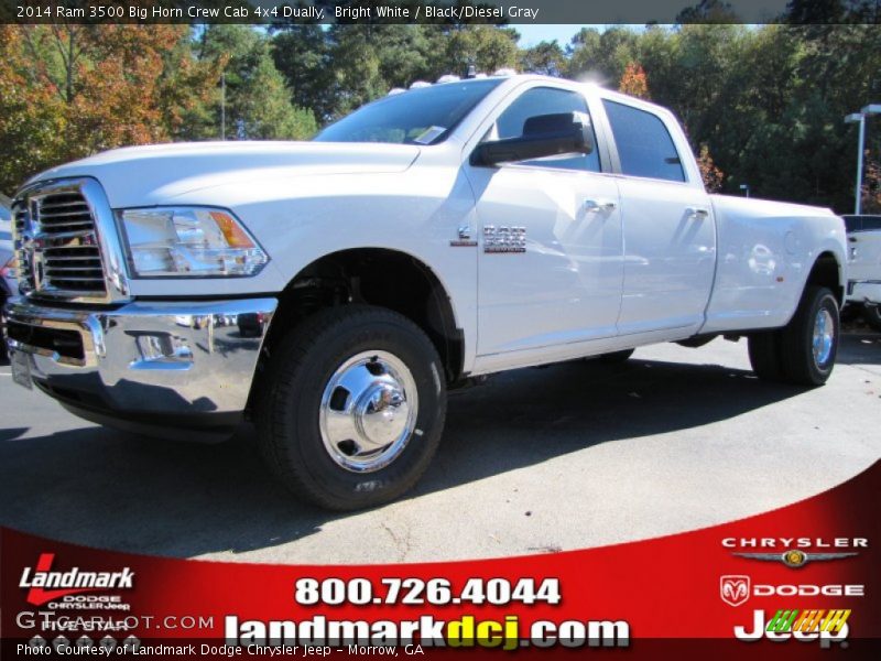 Bright White / Black/Diesel Gray 2014 Ram 3500 Big Horn Crew Cab 4x4 Dually