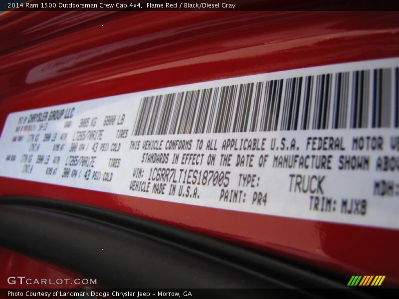 2014 1500 Outdoorsman Crew Cab 4x4 Flame Red Color Code PR4