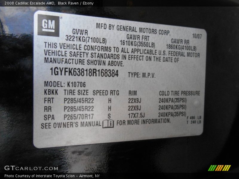 Black Raven / Ebony 2008 Cadillac Escalade AWD