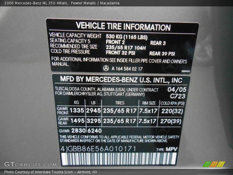 Pewter Metallic / Macadamia 2006 Mercedes-Benz ML 350 4Matic