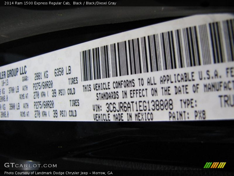 Black / Black/Diesel Gray 2014 Ram 1500 Express Regular Cab
