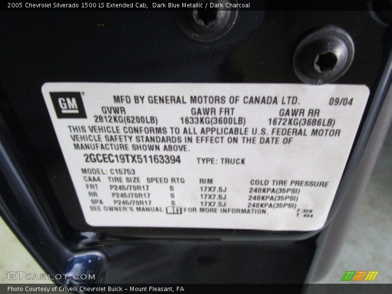 Dark Blue Metallic / Dark Charcoal 2005 Chevrolet Silverado 1500 LS Extended Cab