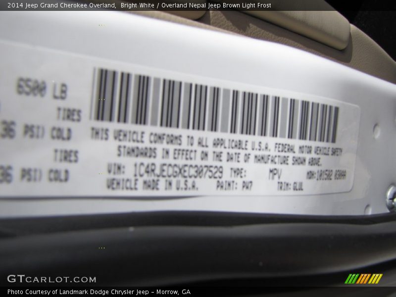 Bright White / Overland Nepal Jeep Brown Light Frost 2014 Jeep Grand Cherokee Overland