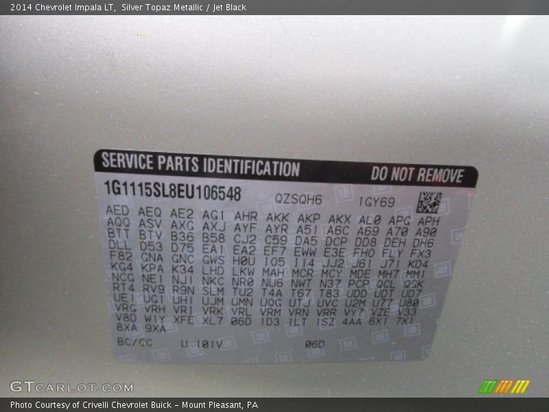 Silver Topaz Metallic / Jet Black 2014 Chevrolet Impala LT