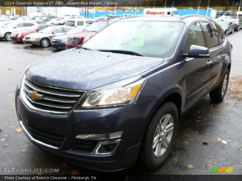 Atlantis Blue Metallic / Ebony 2014 Chevrolet Traverse LT AWD