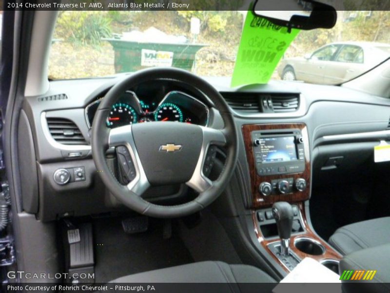 Atlantis Blue Metallic / Ebony 2014 Chevrolet Traverse LT AWD