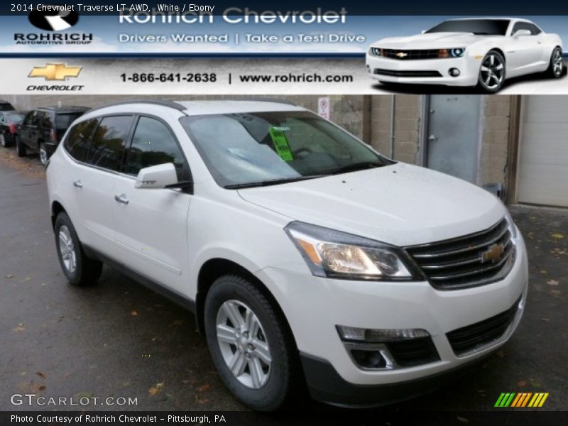 White / Ebony 2014 Chevrolet Traverse LT AWD