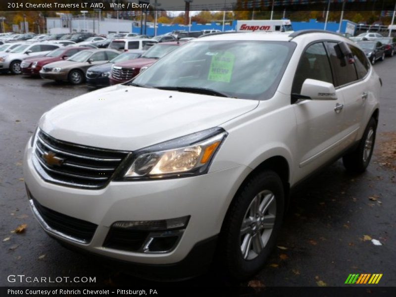 White / Ebony 2014 Chevrolet Traverse LT AWD