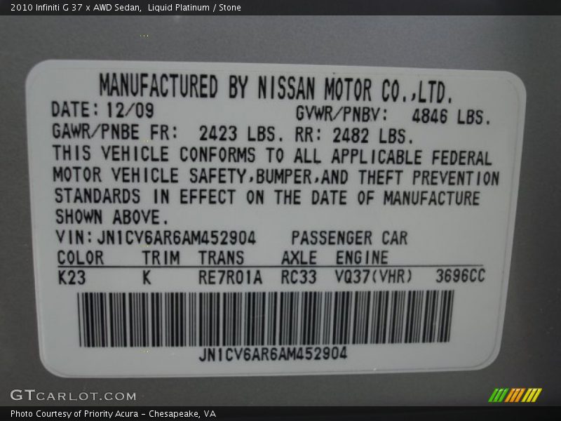 Liquid Platinum / Stone 2010 Infiniti G 37 x AWD Sedan