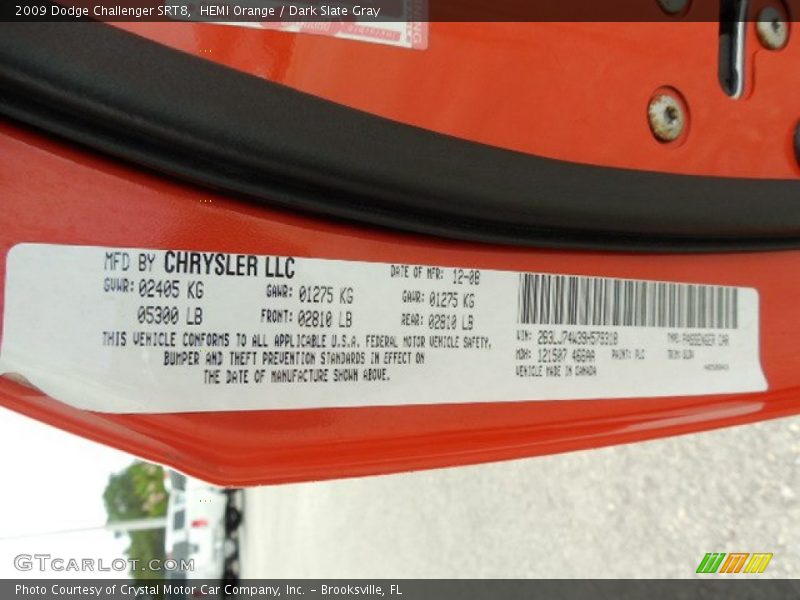 HEMI Orange / Dark Slate Gray 2009 Dodge Challenger SRT8
