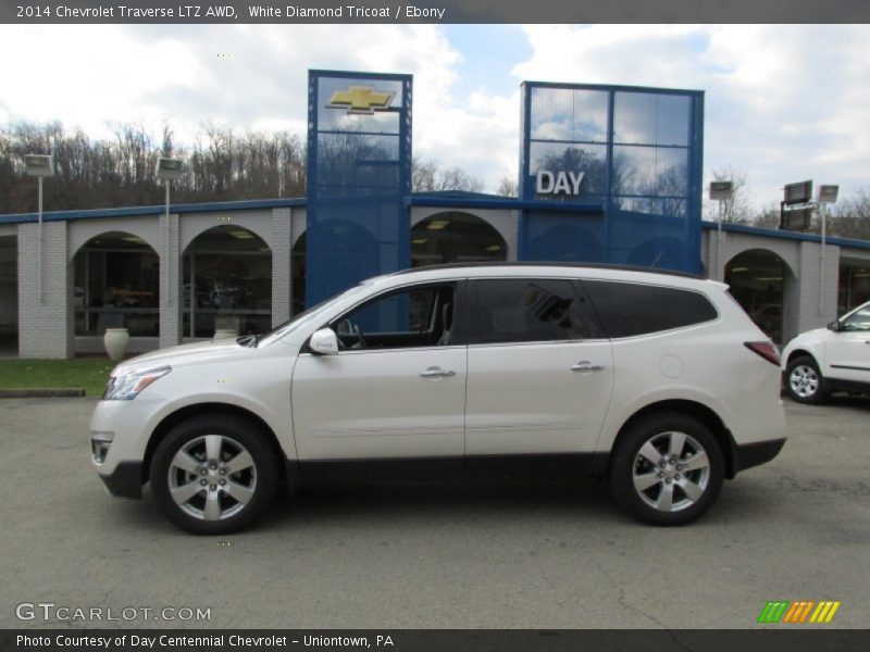 White Diamond Tricoat / Ebony 2014 Chevrolet Traverse LTZ AWD